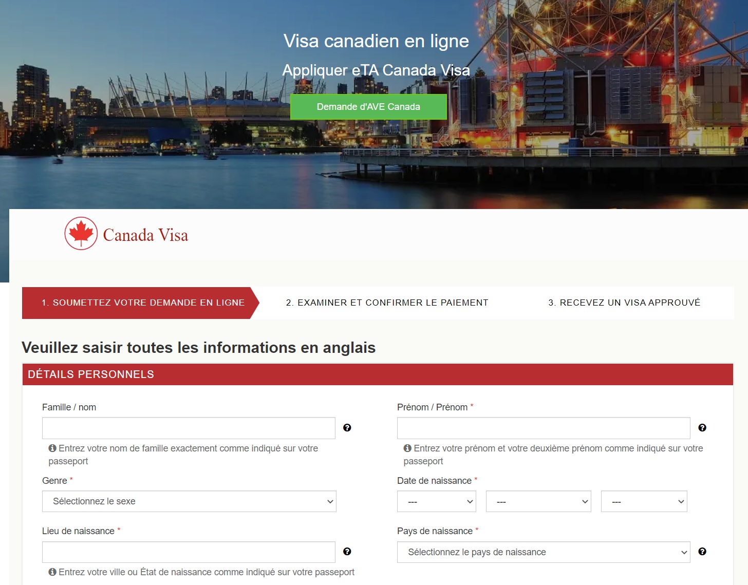 Online Canada Visa Language Support